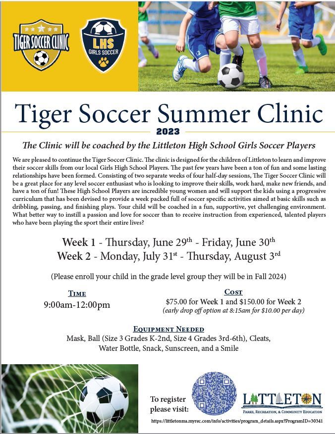 Tiger Soccer Clinics 2023 Flyer