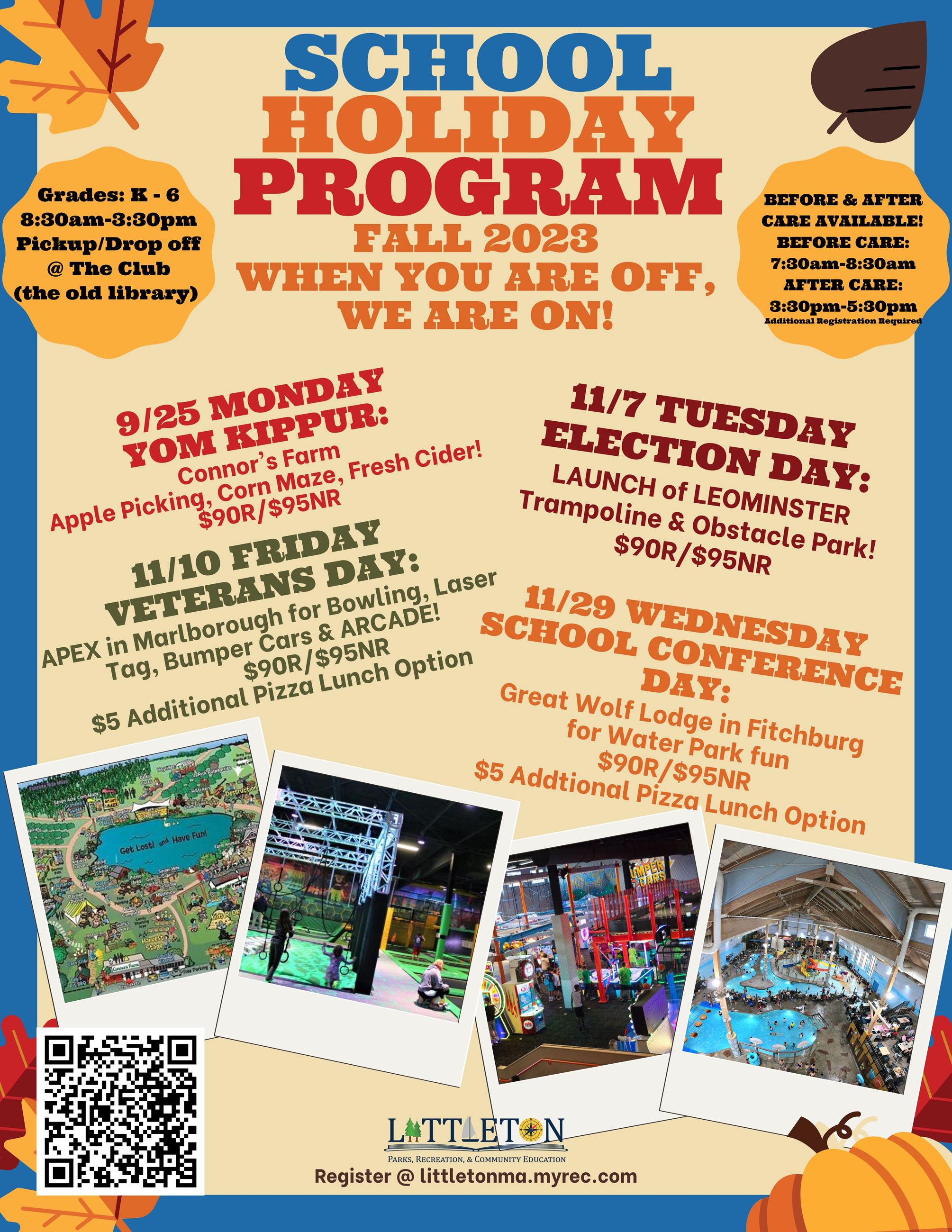 School Holiday Program Fall 2023