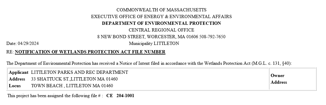 DEP Wetlands Protection CE 204-1001 DOCKS